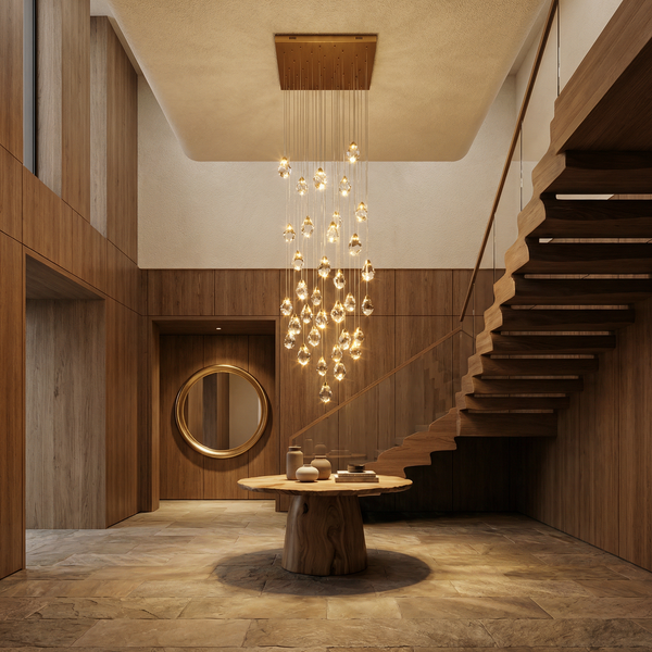 Suspension Élégant Cristaux Luxueux & Halo Chaleureux – Zénith