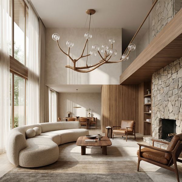 Lustre Moderne Branché avec Verre Ambré – Haloa