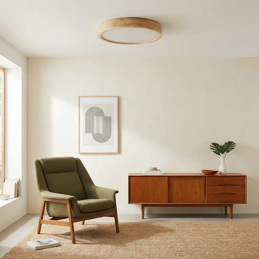 Plafonnier Moderne Bois Naturel Éclairage Homogène – Boscato