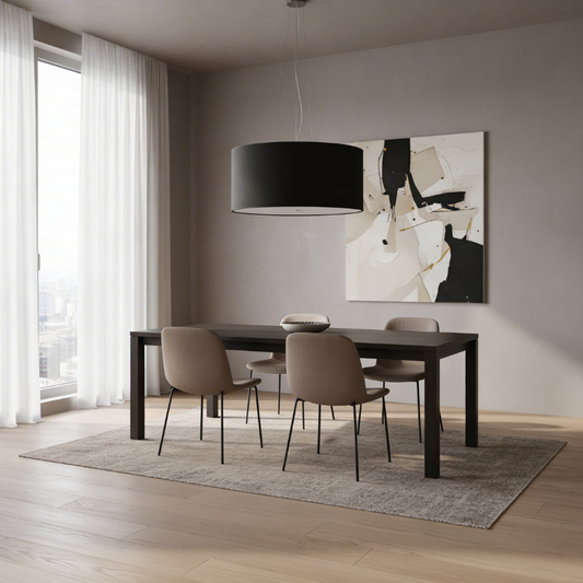 Lustre minimaliste noir 5 ampoules salon – modèle Elaris