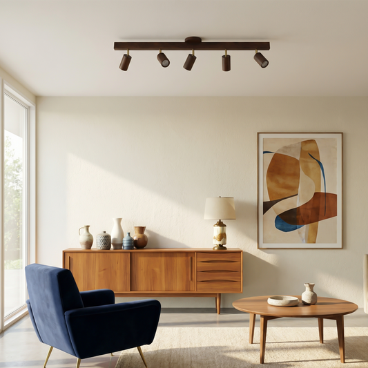 Plafonnier Surface Bois Clair avec Spot Directionnel – Velmira