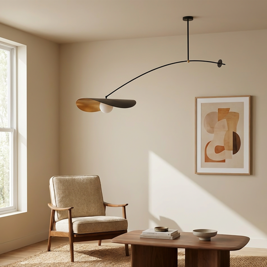 Contemporary Amber Glass & Metal Ceiling Light – Orbion
