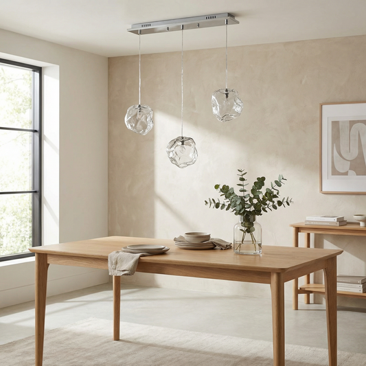 Suspension Verre Clair Design Épuré Lumière Ambiante – Cristallin