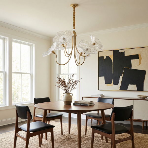 Lustre nordique moderne en chrome poli pour salle à manger – Navélice