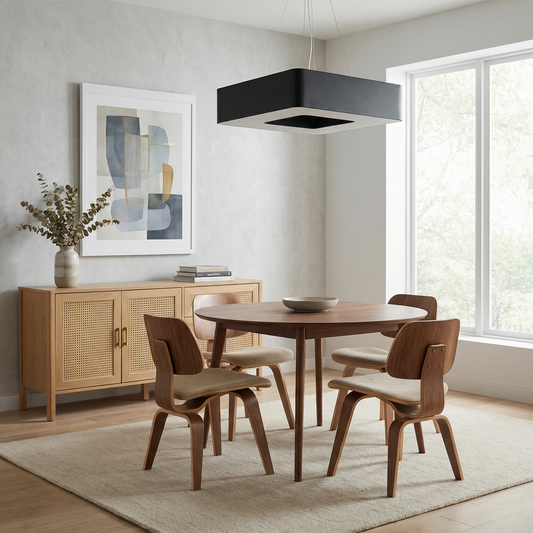 Lustre carré noir minimaliste salon – Modèle Eraphis