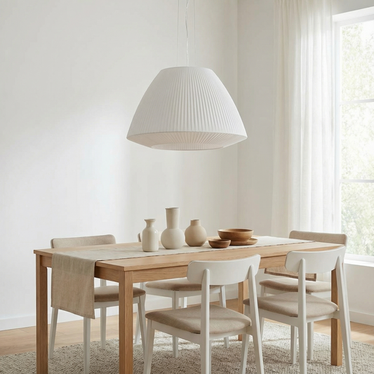 Lustre tissu plissé blanc design salon – modèle Elaria