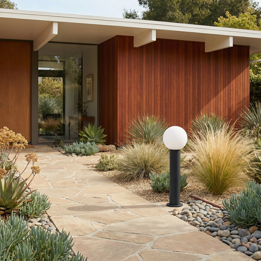 Lampe de jardin sphérique LED en métal noir – Orbiron