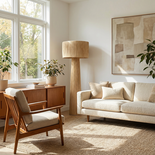 Lampe de sol en osier tressé style japonais – Kansora