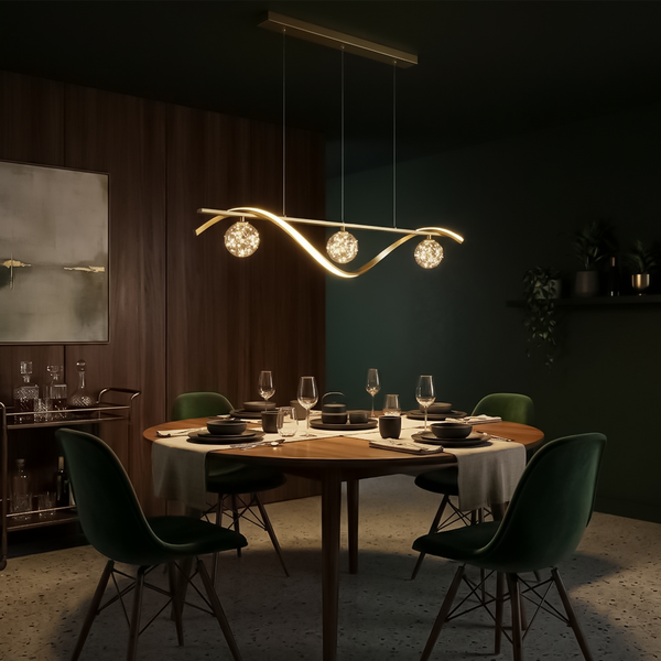 Lustre Minimaliste en Verre Clair et Fer Moderne – Vivalux