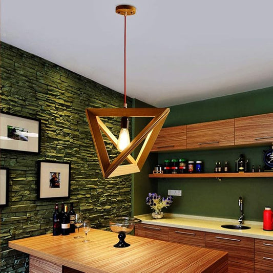 Suspensie piramidală din lemn pentru sufragerie – Trigonéa