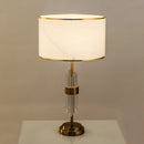 Chic Bedside Lamp White Fabric Lampshade and Gold Base – Aurore