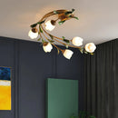 Chic Floral Pattern Ceiling Light in Glass and Metal – Eliova