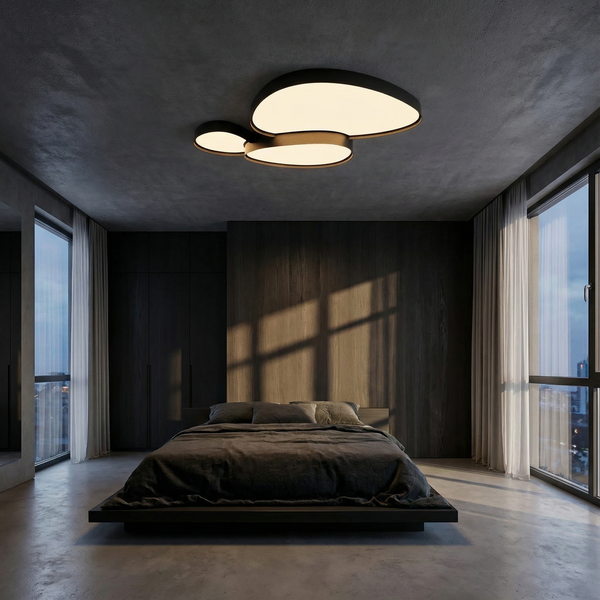 מנורת תקרה מודרנית מברזל שחור לסלון – Célestrium