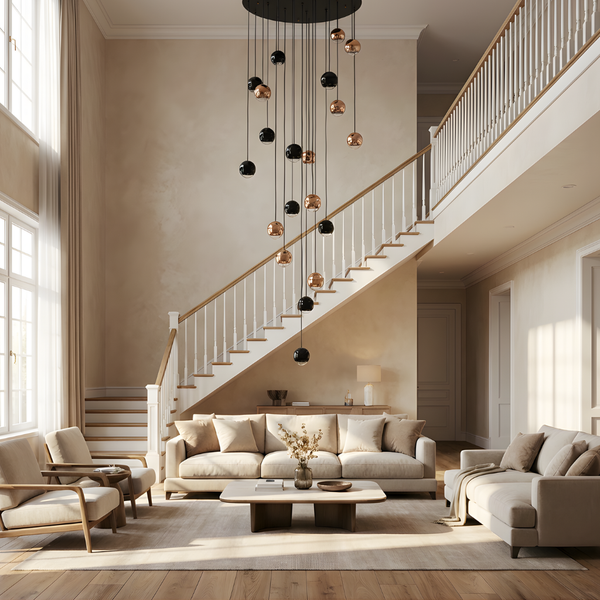 Suspension moderne en acier brossé pour salon – Célestaire