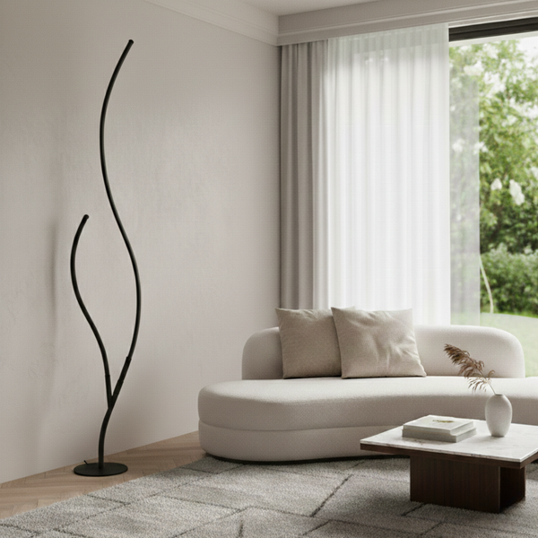 Lampadaire Moderne Deux Branches Ambiance Chaleureuse Durable – Duo