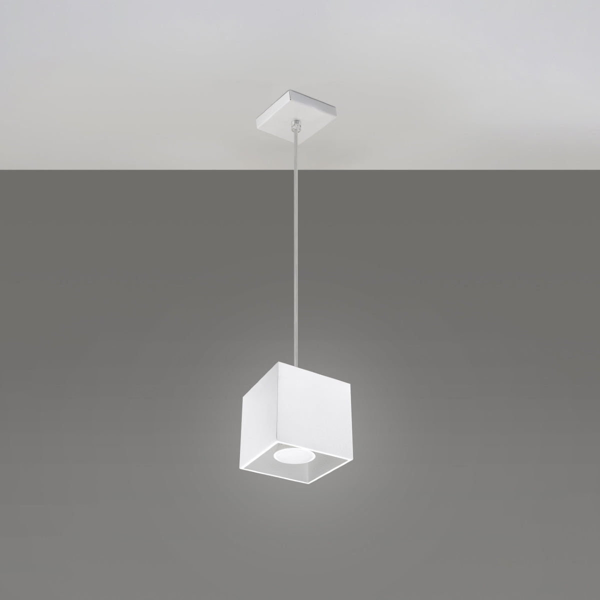 Suspension cube aluminium blanc moderne – modèle Asterion