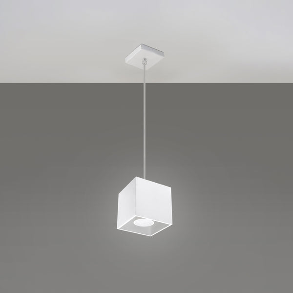 Suspension cube aluminium blanc moderne – modèle Asterion