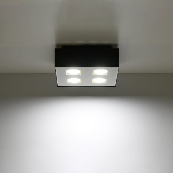 Minimalist Black Square Ceiling Light with 4 Spots – Orphéon