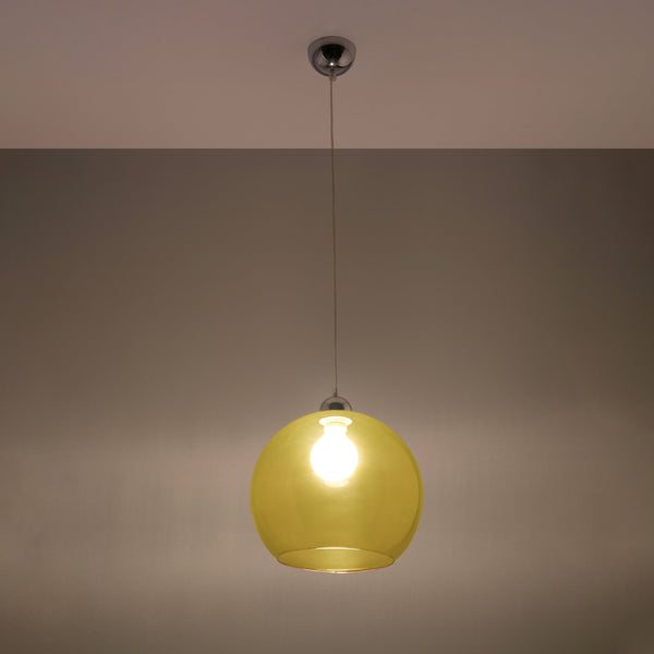 Suspension boule verre ocre minimaliste – modèle Solenya