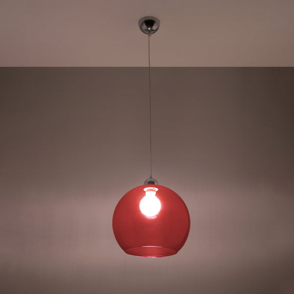 Suspension boule verre rouge minimaliste – modèle Arcania