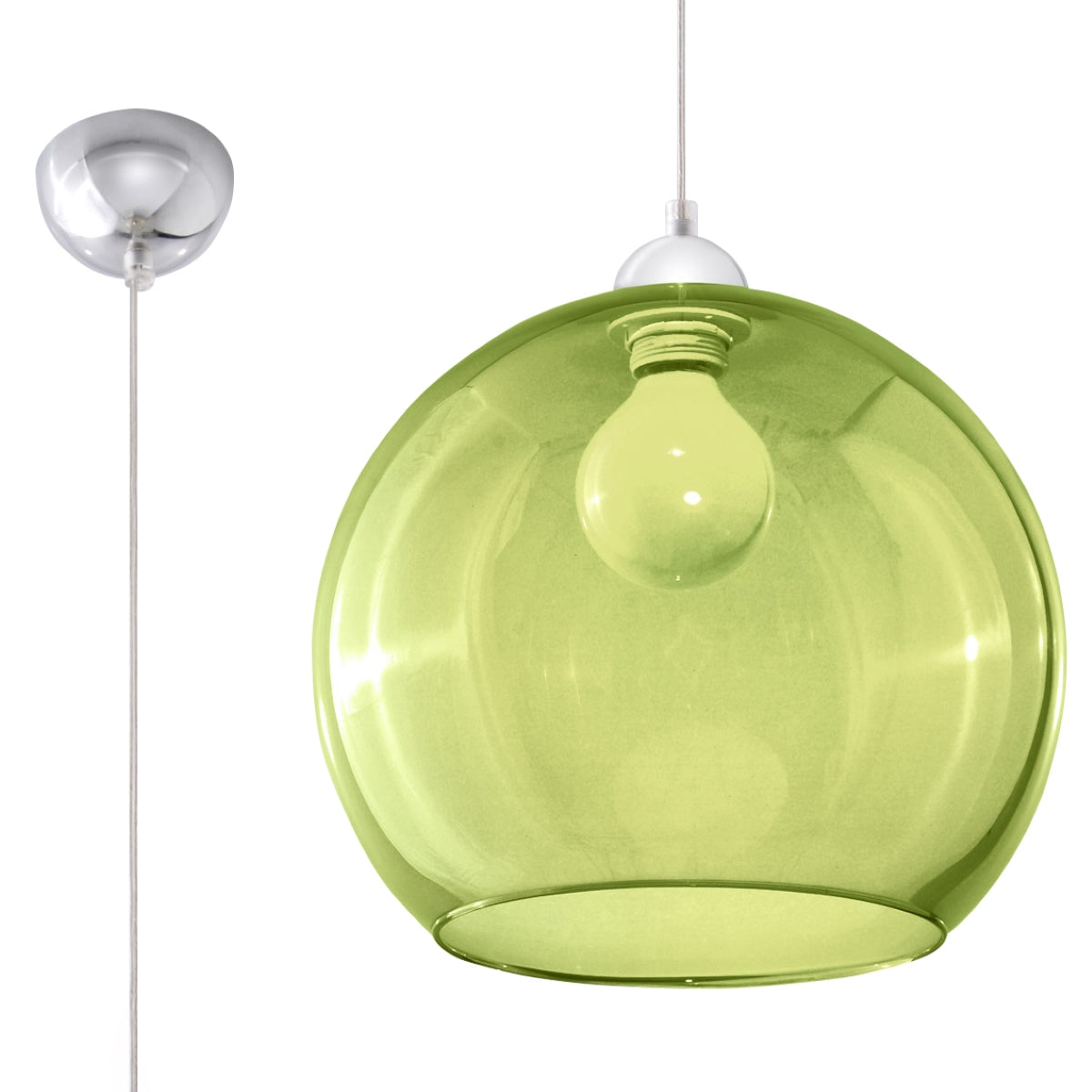 Suspension boule verre vert minimaliste – Modèle Éryndra