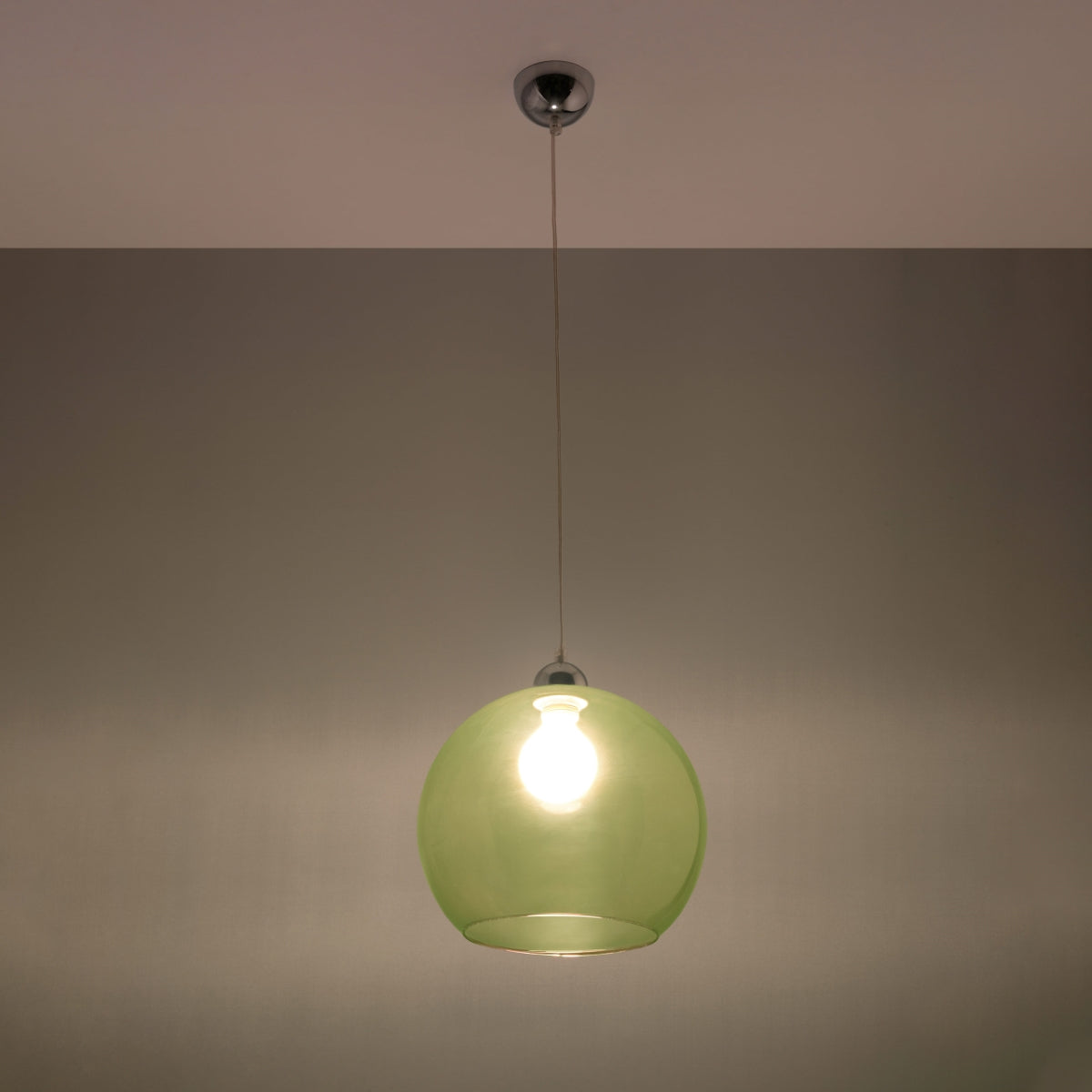 Pendant light green glass ball minimalist - Model Éryndra