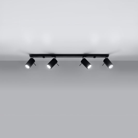 Modern black ceiling light with 4 adjustable spotlights – Virelia model