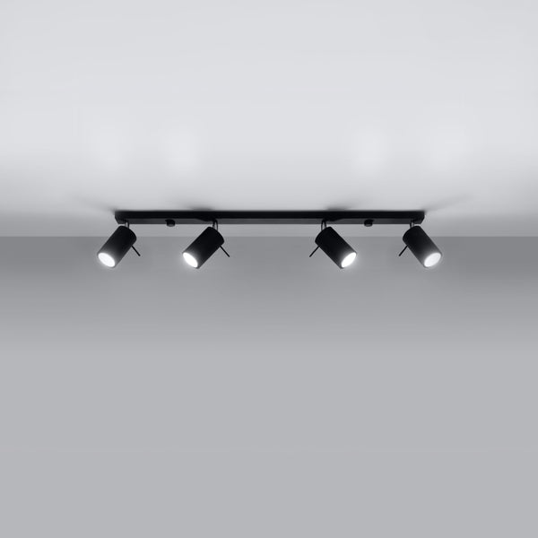 مصباح سقف أسود عصري بأربع نقاط ضوء قابلة للتوجيه – موديل Virelia