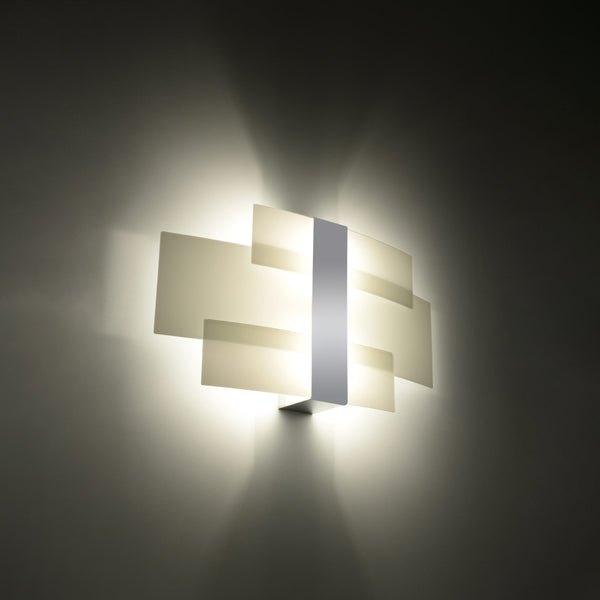 Wall light white glass and chrome - Eleryon model