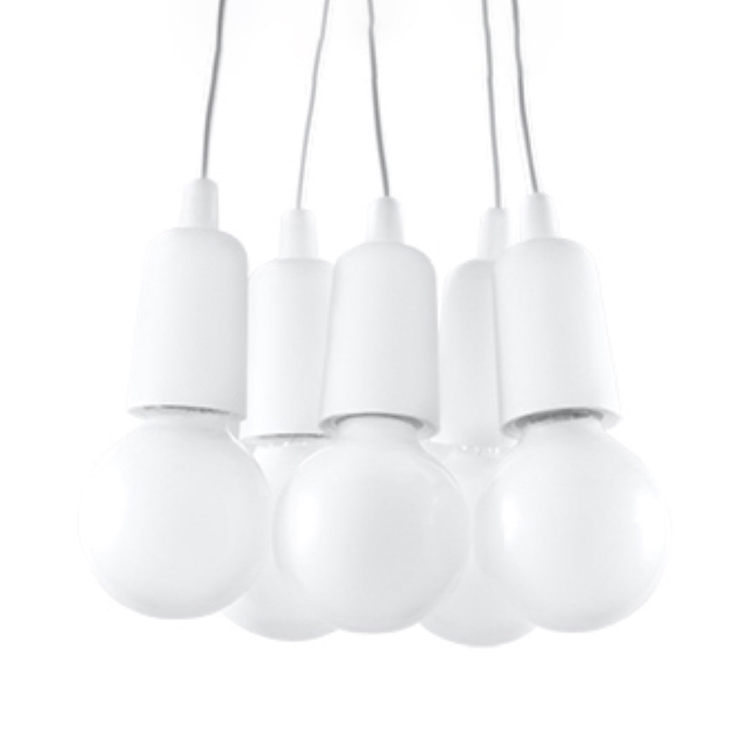 Suspension minimaliste blanche 5 lumières – Modèle Arvenio