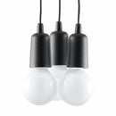 Minimalist black pendant light with 3 bulbs - Elvaris model