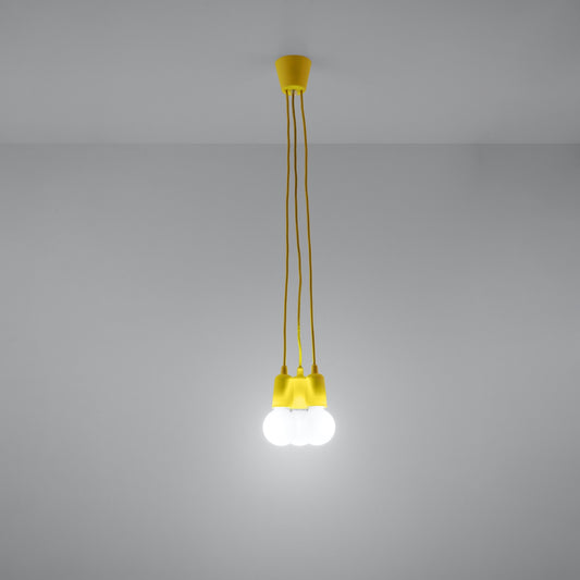 Minimalist yellow pendant light 3 lamps – Solerio model