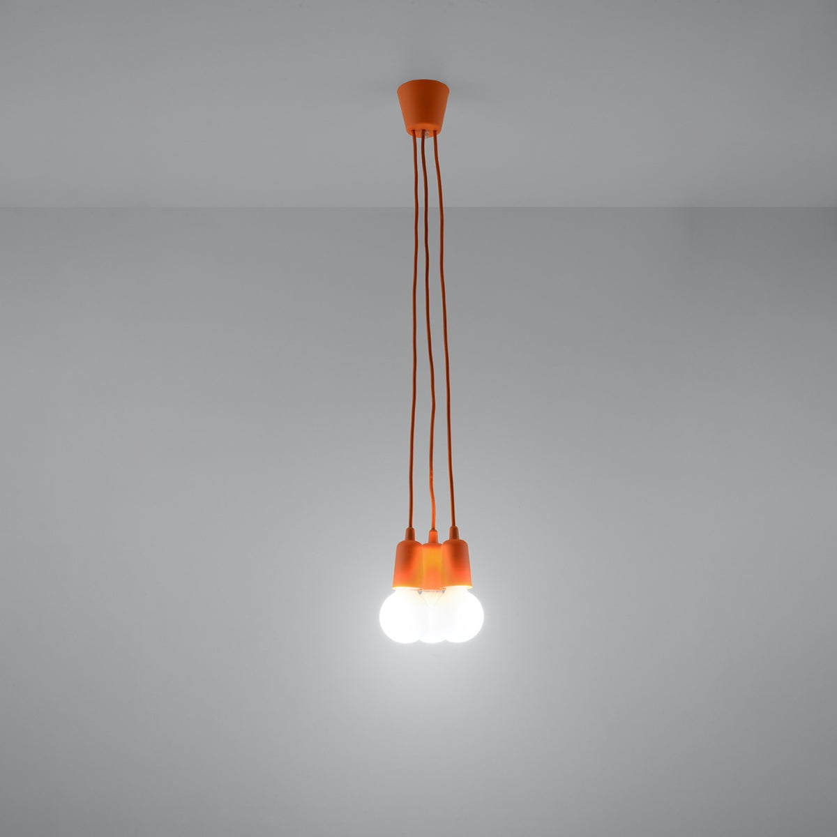 Minimalist orange pendant light 3 lamps – Orfeya model