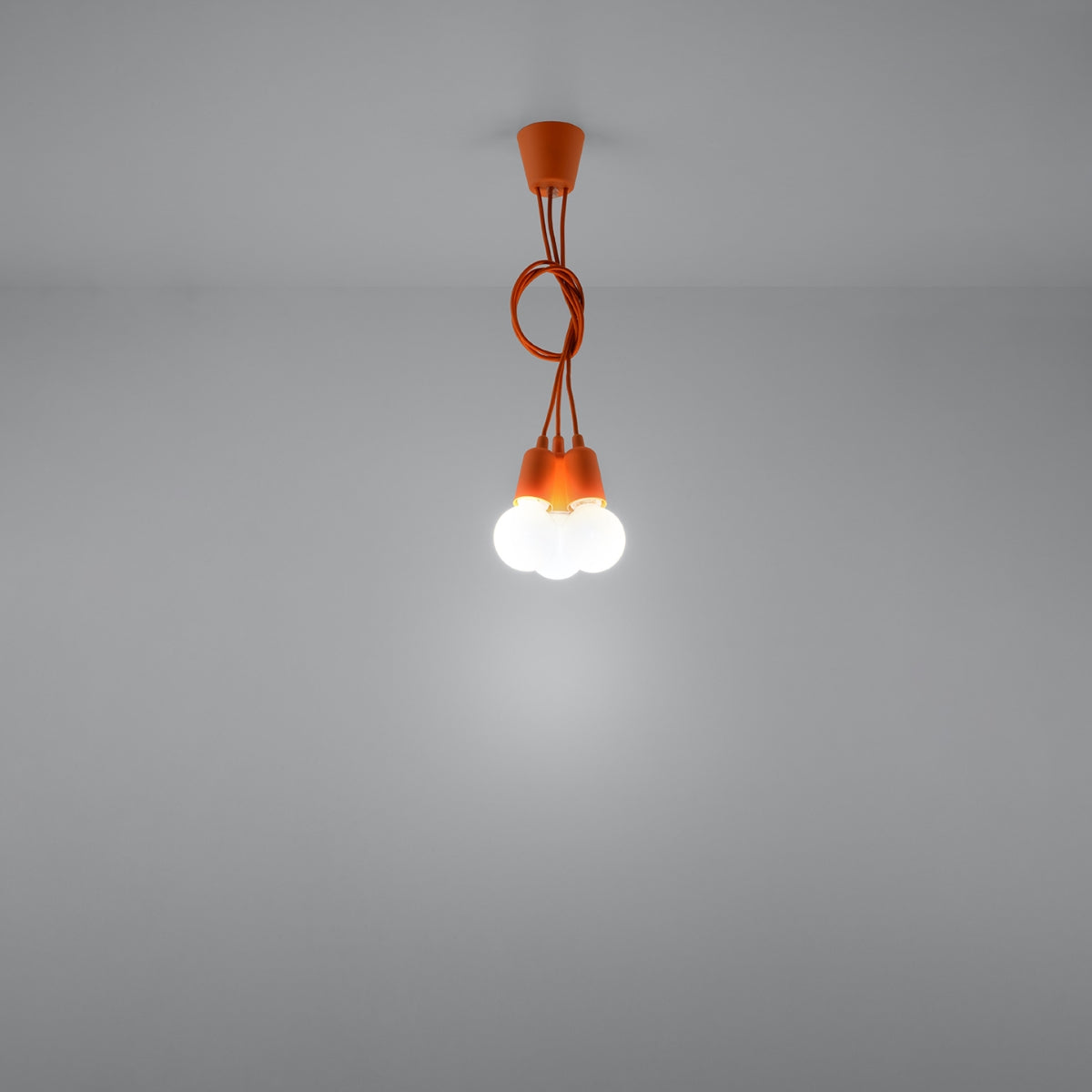 Minimalist orange pendant light 3 lamps – Orfeya model