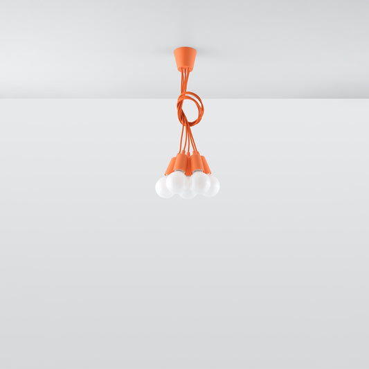 Minimalist orange pendant light 5 lights – Model AURELIOX