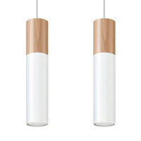 Suspension scandinave blanc bois 2 lumières – Modèle Avelios