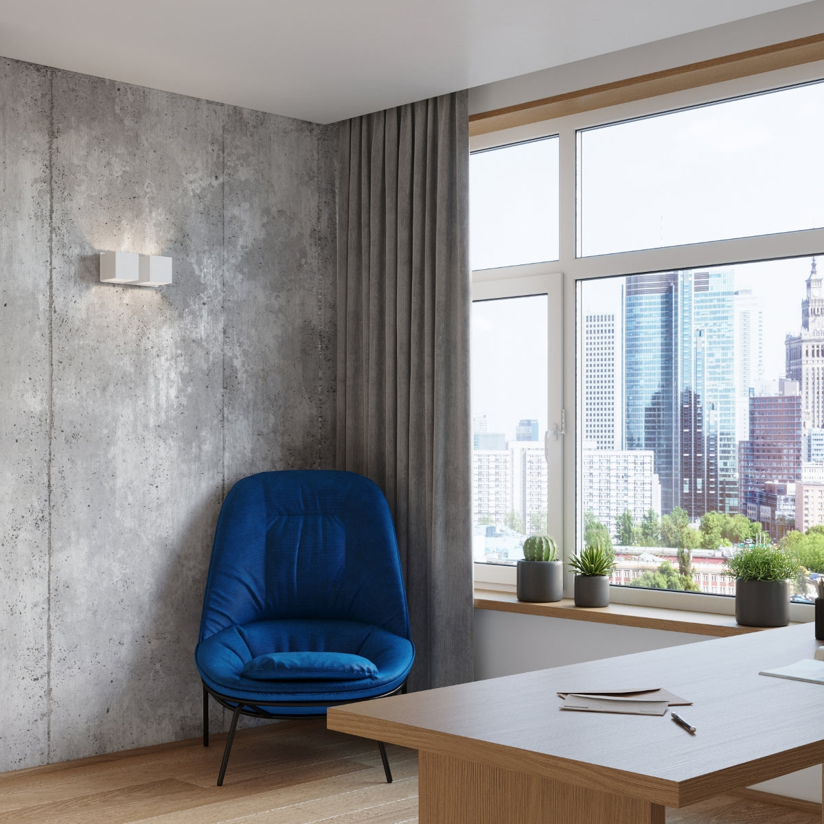 مصباح جداري حديث من الألمنيوم الأبيض – موديل أستيريون