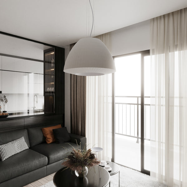 مصباح سقف قماش مطوي أبيض تصميم صالون – موديل إلاريا