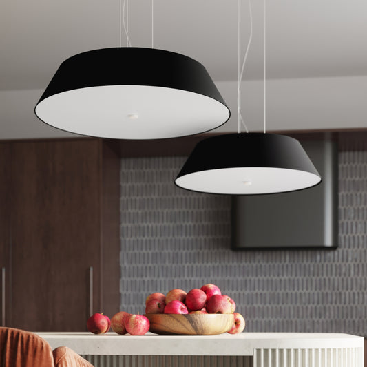 Minimalist black fabric ceiling light for living room – Orphéa model