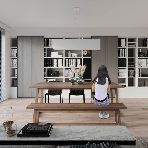 Μινιμαλιστικό λευκό ορθογώνιο φωτιστικό σαλονιού – Orvella