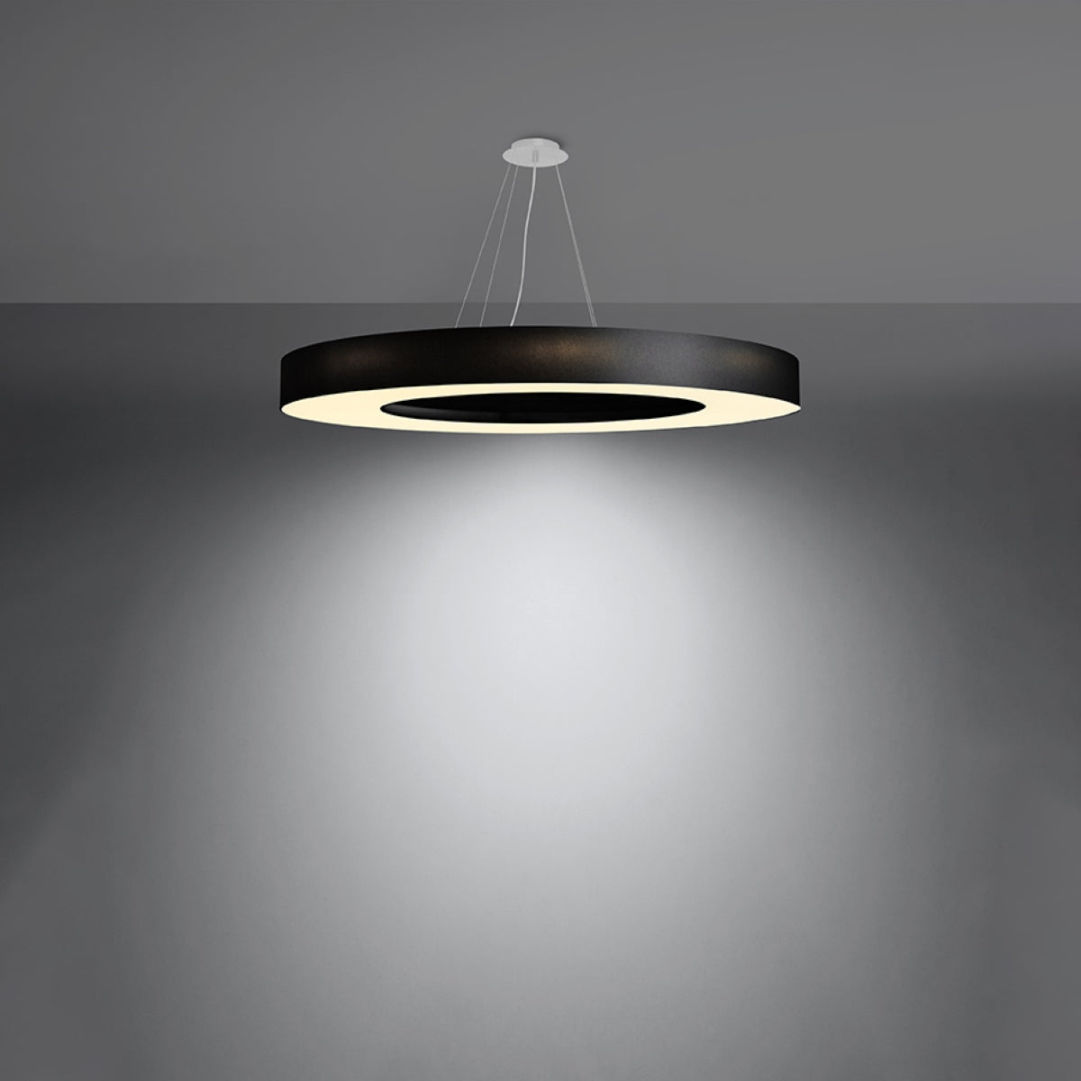 Lustre rond noir minimaliste salon – Modèle Noxeral