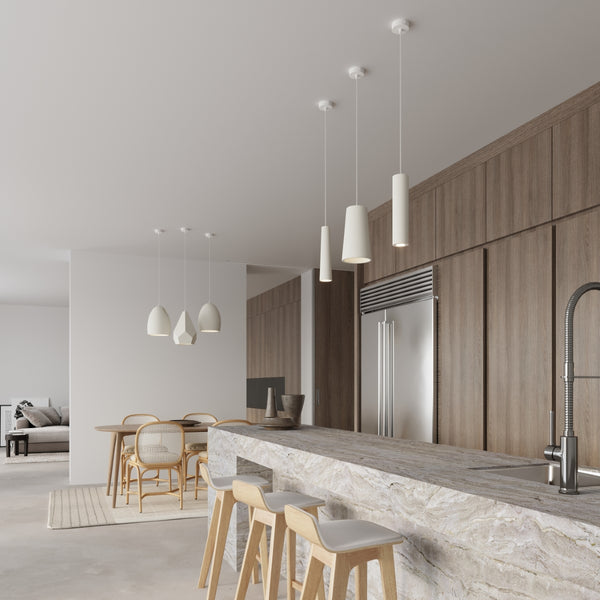 Hängende moderne weiße Keramikleuchte für das Wohnzimmer - Modell Elensia