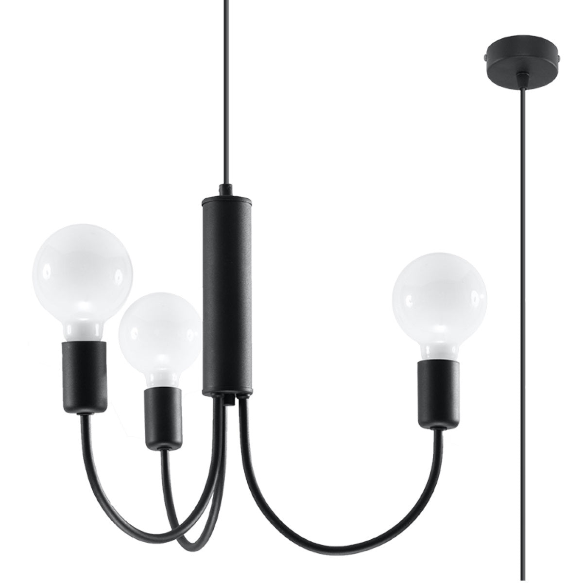 Lustre minimaliste noir 3 lampes – modèle Orfanys