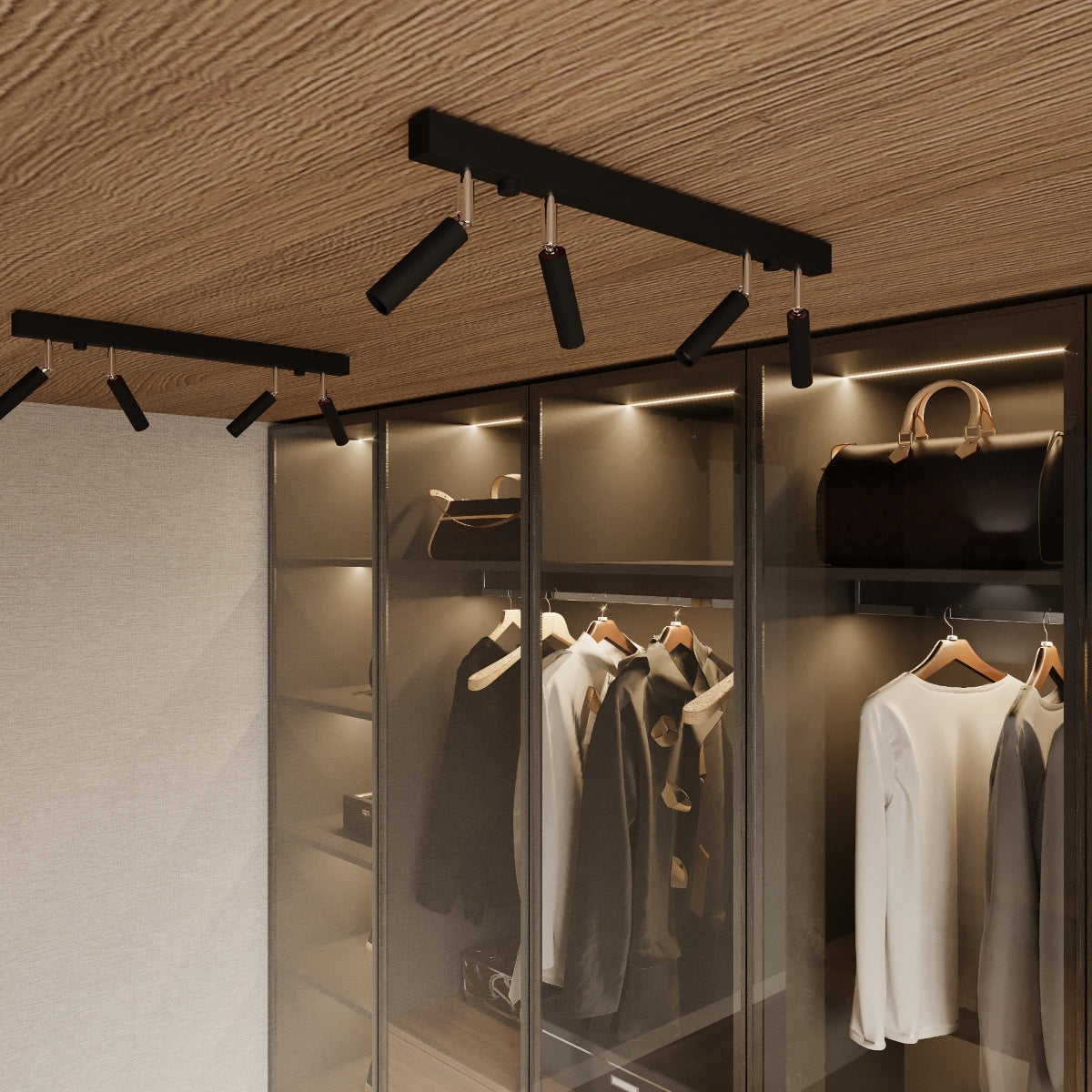 צמוד תקרה ספוט שחור מודרני מתכוונן – דגם Noxeris