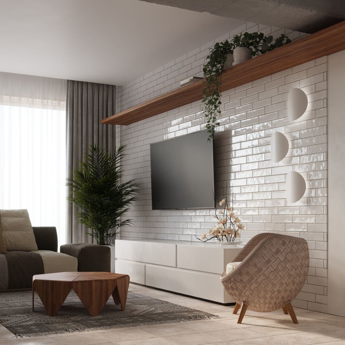 Applique murale moderne blanche salon – modèle Elaris