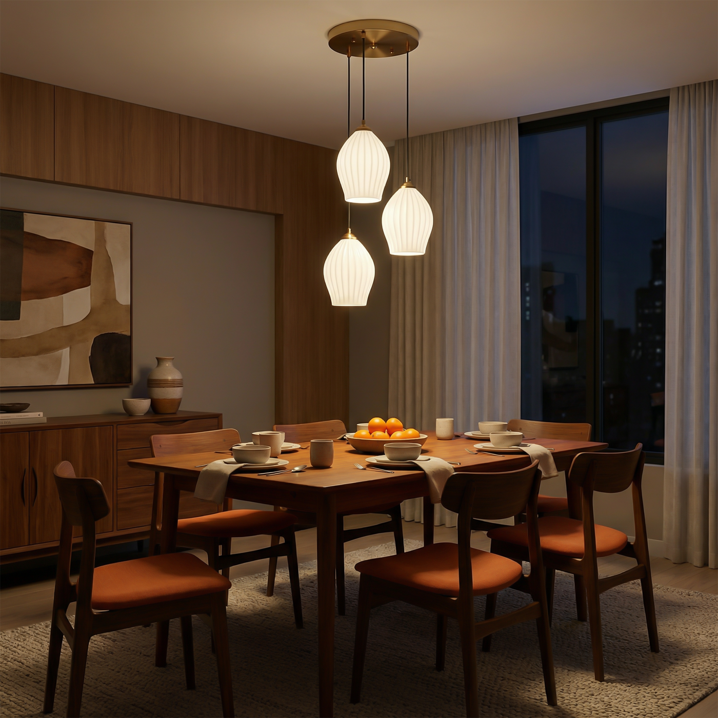 Suspension en céramique nervurée pour salle à manger – Estellion