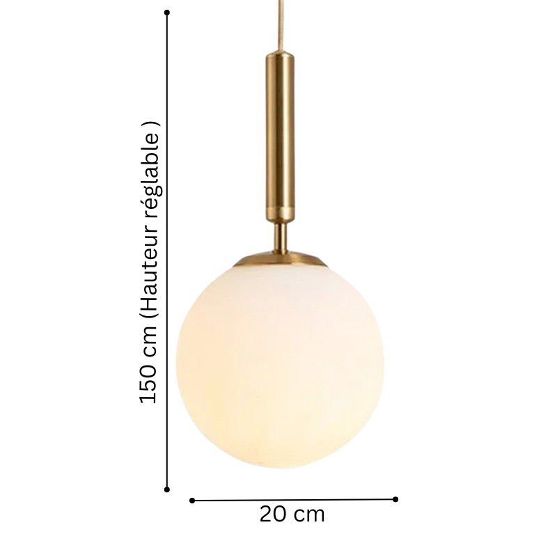 Suspension LED Novastra design cosmique avec sphere en verre souffle et structure metallique - vue 12