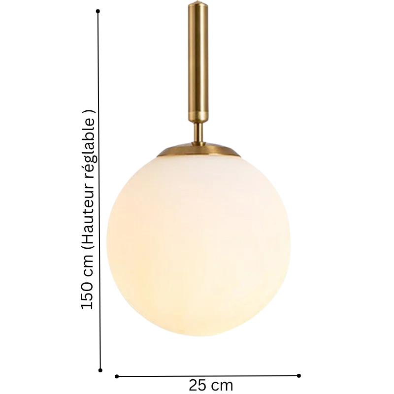 Suspension LED Novastra design cosmique avec sphere en verre souffle et structure metallique - vue 5