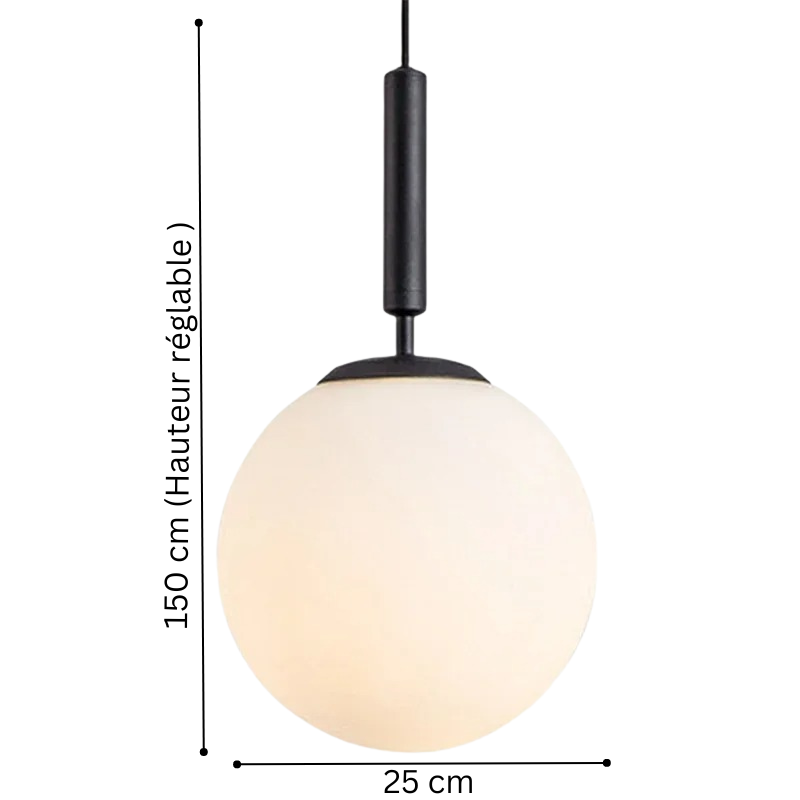 Suspension LED Novastra design cosmique avec sphere en verre souffle et structure metallique - vue 6