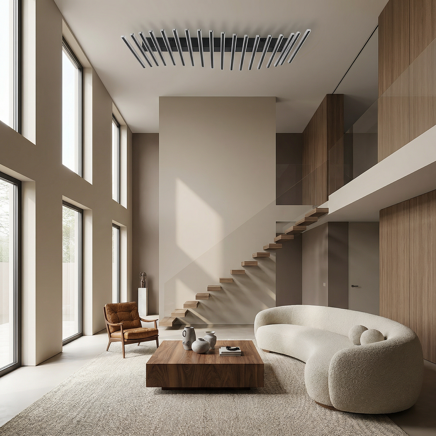 Lustre Fer LED Semi-Flush Design Moderne – Equinox